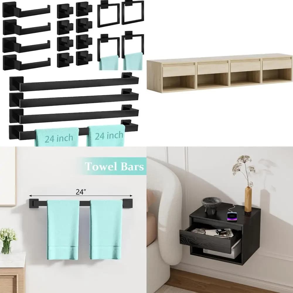 Set di accessori per il bagno nero opaco da 20 pezzi, set di portasciugamani da bagno da 24 pollici, portasciugamani da parete in acciaio inossidabile per bagno