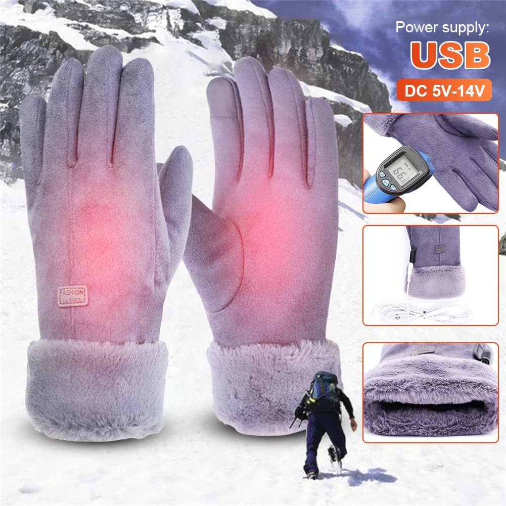Guanti riscaldati USB da donna Guanti da ciclismo termici invernali con regolazione a 3 marce Guanti riscaldati da moto da 10000 mAh Touch screen antivento