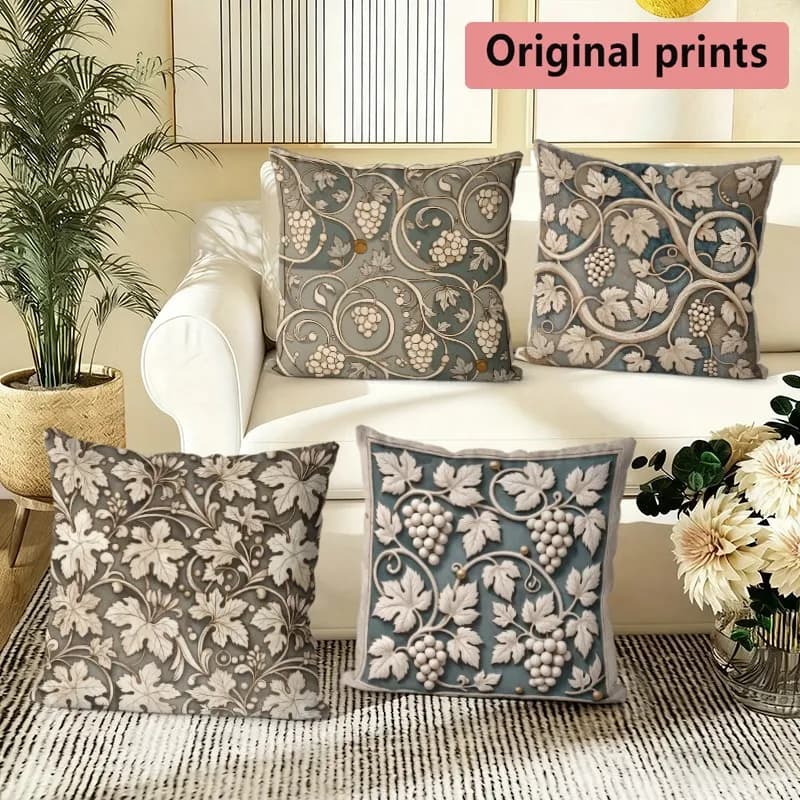 Vintage Grape Vine Pattern Throw Pillow Covers Pattern Cushion Cover Suitable for Sofa Bedroom Car Pillow Cover