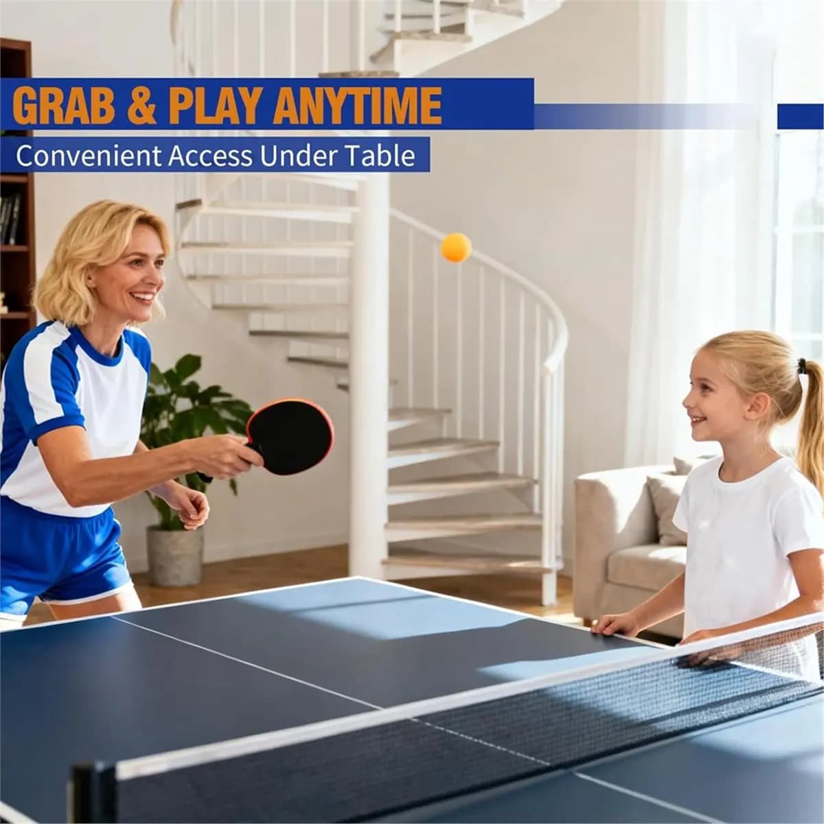 [MEGAL SALE]Pong Paddle Case with Mesh Storage Bag, Under Table Tennis Racket Holder for Balls & Paddles, Hanging Pickleball