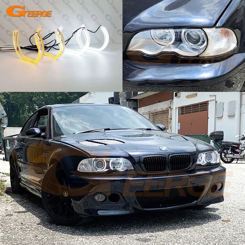For BMW E46 Convertible Coupe Pre LCI 2001 2002 2003 Ultra Bright Day Light Turn Signal DTM Style LED Angel Eyes Kit Halo Rings