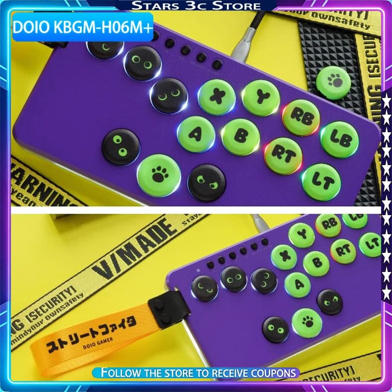 DOIO KBGM-H06M+ portable gaming keyboard with aluminum alloy upper shell, up-to-date and wireless, suitable for fighting arcade games