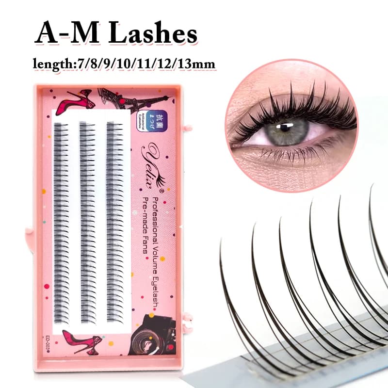 Yelix A/M Shape Spikes Cluster Extension Eyelashes Fish Coda Mix Fake Eyelash Individual Makeup Prefabricated Natural Vent Cosplay