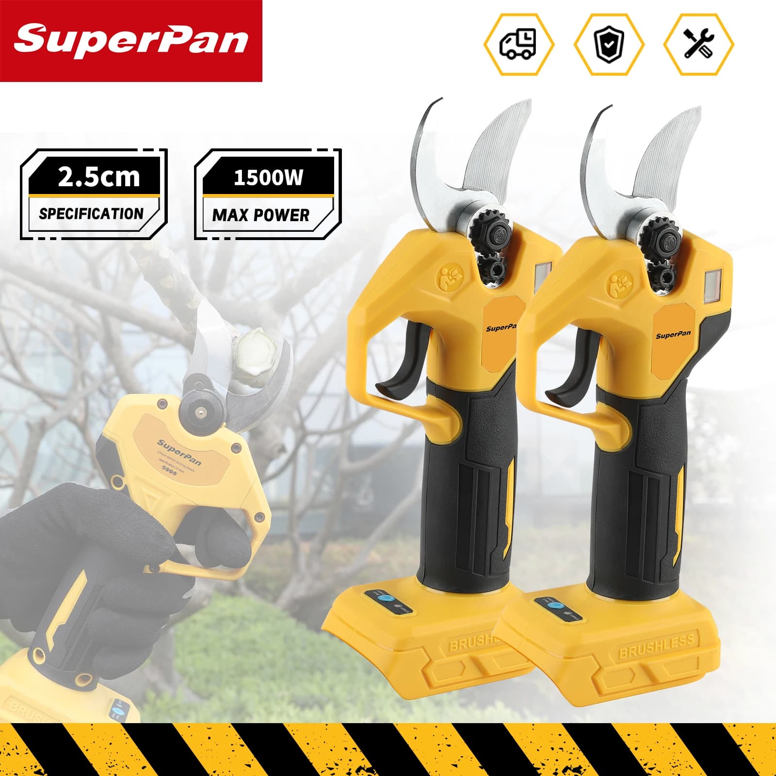 Professional Electric Scissors Without Superpan Brushes - Wireless Fruit Tree Pot with DeWalt 18V Battery LED Display