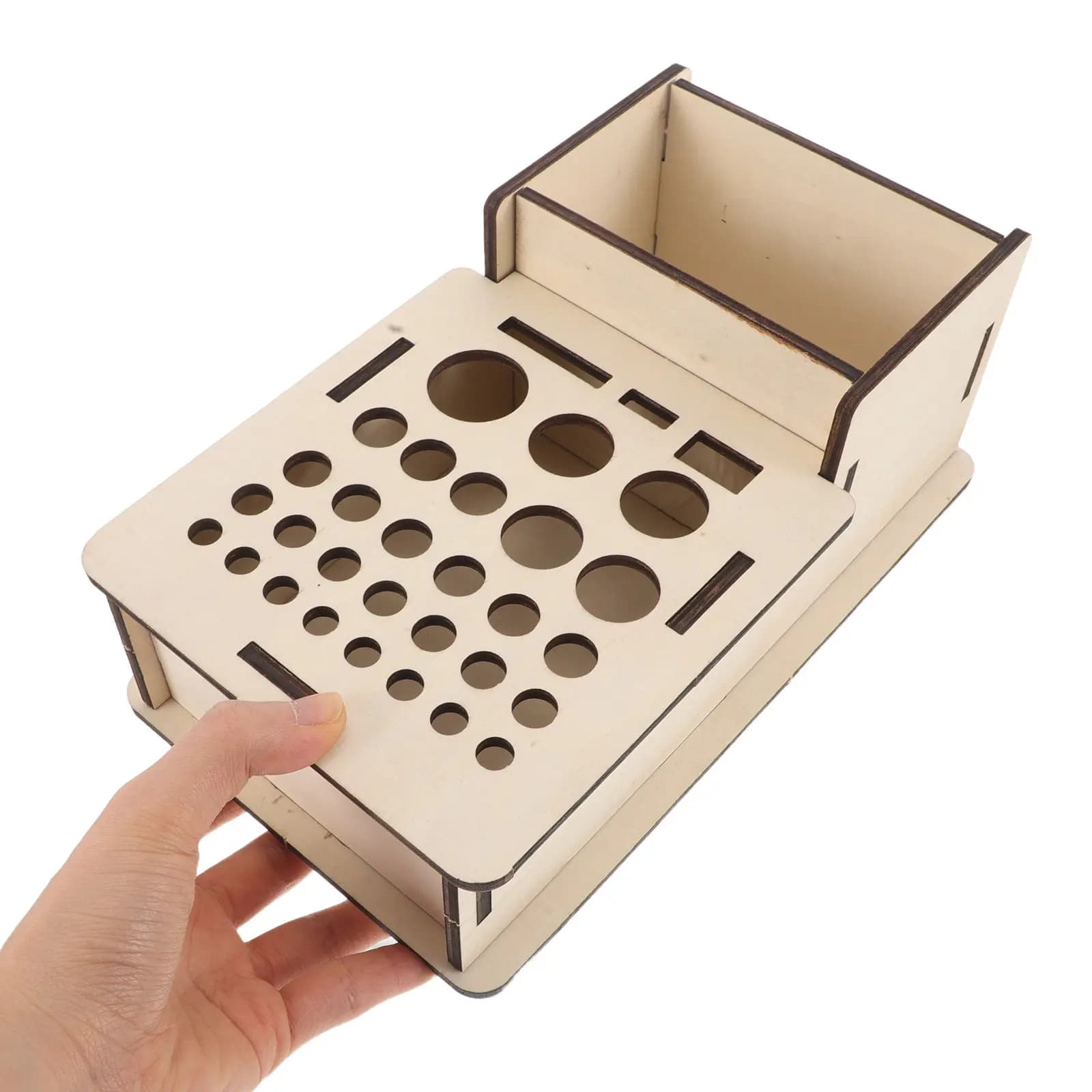 Organizzatore per Utensili in Legno di Faggio per Lavorazione del Cuoio, Artigianato in PU, Ripiano Porta Attrezzi Fai-da-Te, Supporto per Utensili da Tavolo