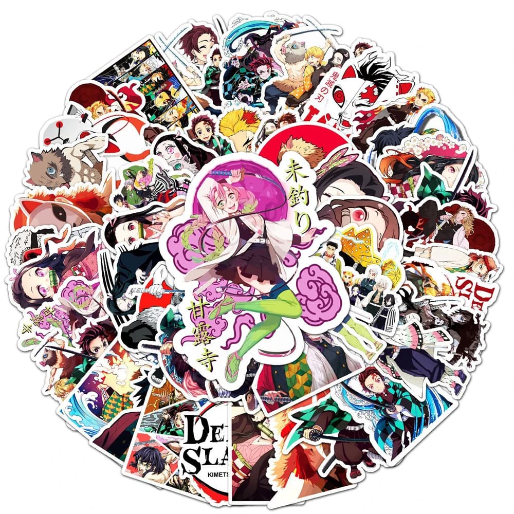 10/30/50 Pezzi Adesivi Classici Anime Demon Slayer, Decorazioni Impermeabili per Notebook, Chitarra, Moto, Telefono, Giocattoli