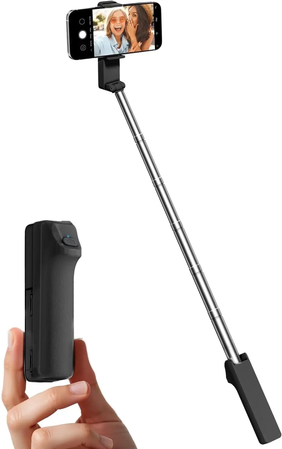 Bastone per selfie portatile con telecomando wireless per iPhone e telefoni Android, tubo leggero ed estensibile in acciaio inossidabile per Vlog