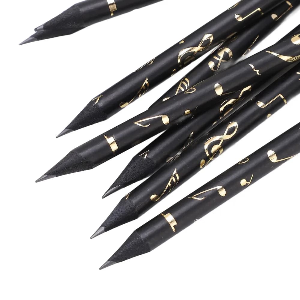 8Pcs ​Pre-Sharpened​ Music Pencil​ ​Diamond Top​ ​Beautiful Musical Instruments Pendant ​Musical Note Stationery Set Kit​