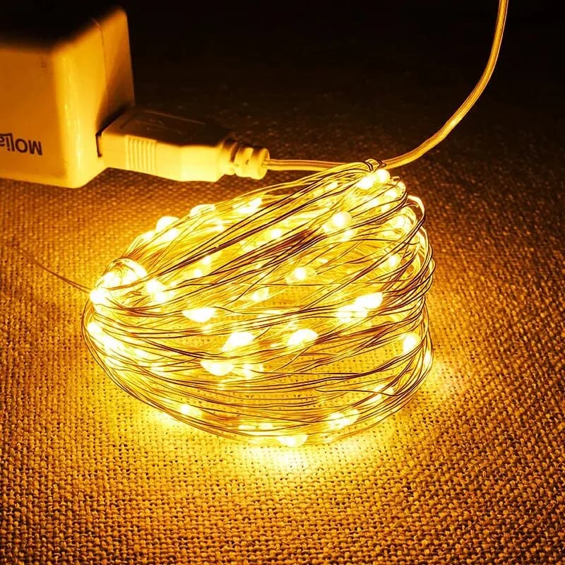 5M USB LED String Lights Silver Ring Lights Waterproof Lights for Christmas Wedding Party Decoration