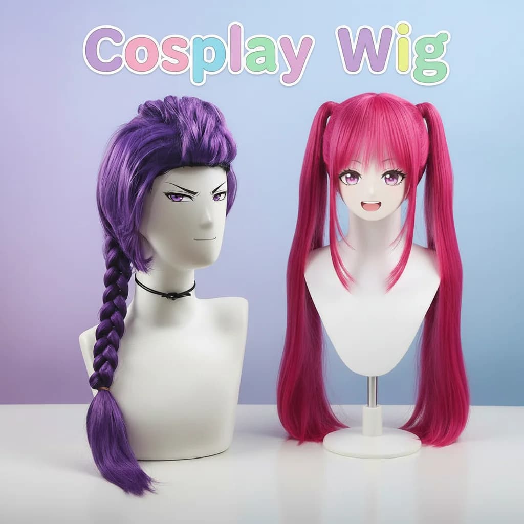 33,5 inch long purple trek with side horsetail Tiger mouth clamp integrated Kids wig party Halloween costume Anime Cosplay