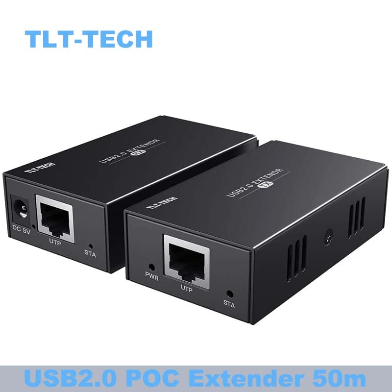 USB 2.0 extension with USB HUB 4 ports 165 feet 50 m via Ethernet Cat5e/6/7 USB LAN extension RJ45