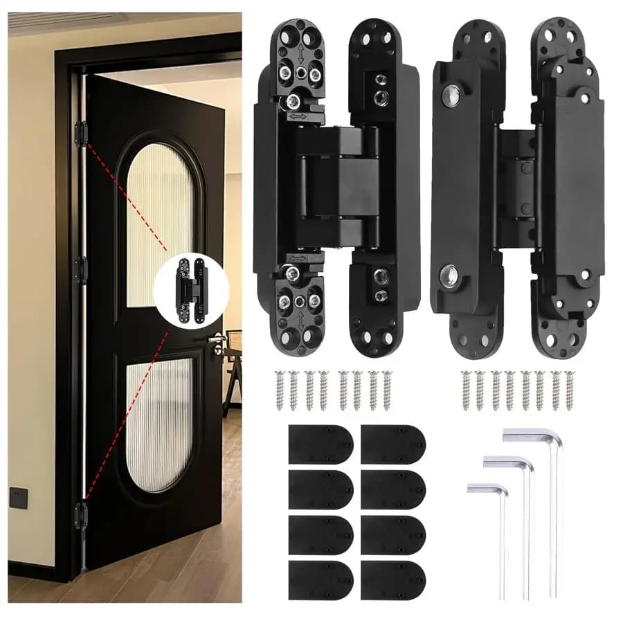 Cerniere nascoste per porte Cerniera invisibile Cerniere nascoste Cerniera oscillante da 180 gradi in lega di zinco Porta silenziosa con testa regolabile a 3 vie Hin