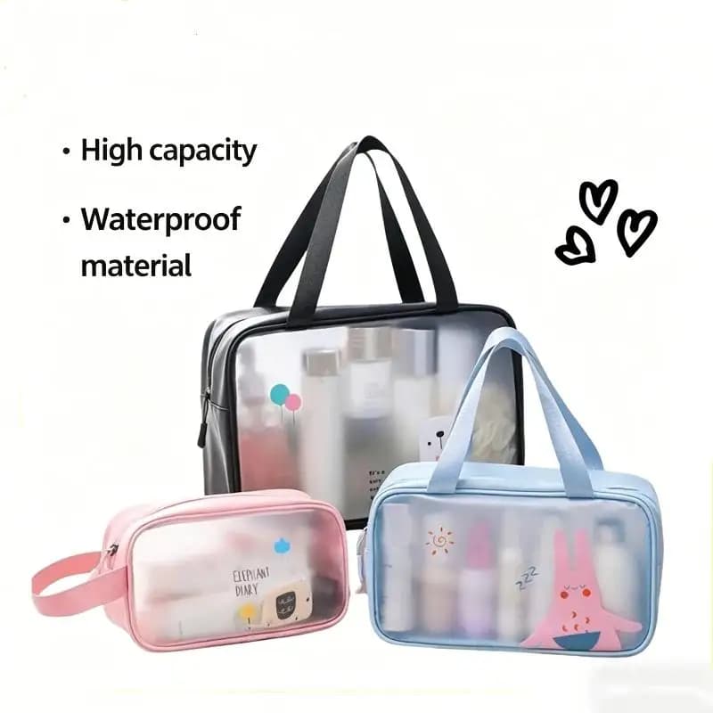 Borsa Cosmetica Trasparente Impermeabile con Disegni Cartoon, Scatola Portaoggetti, Borsa per Bucato, Organizer da Viaggio per Articoli da Toeletta