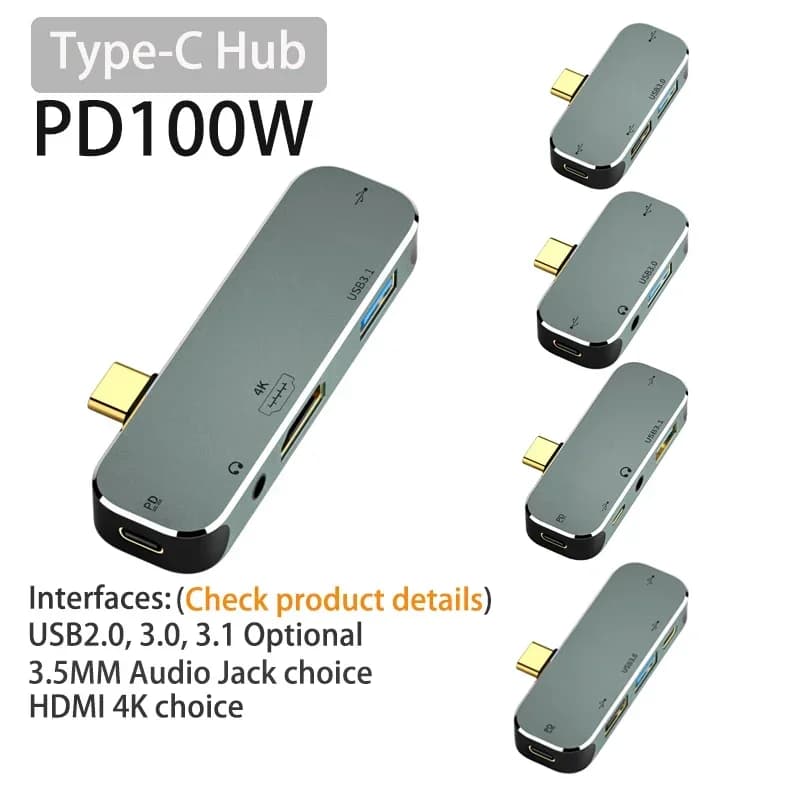 Adattatore/Hub/Convertitore/Hub di Condivisione/Doccstation USB-C a USB-C con Jack da 3,5 mm e HDMI per MacBook, con alimentazione PD