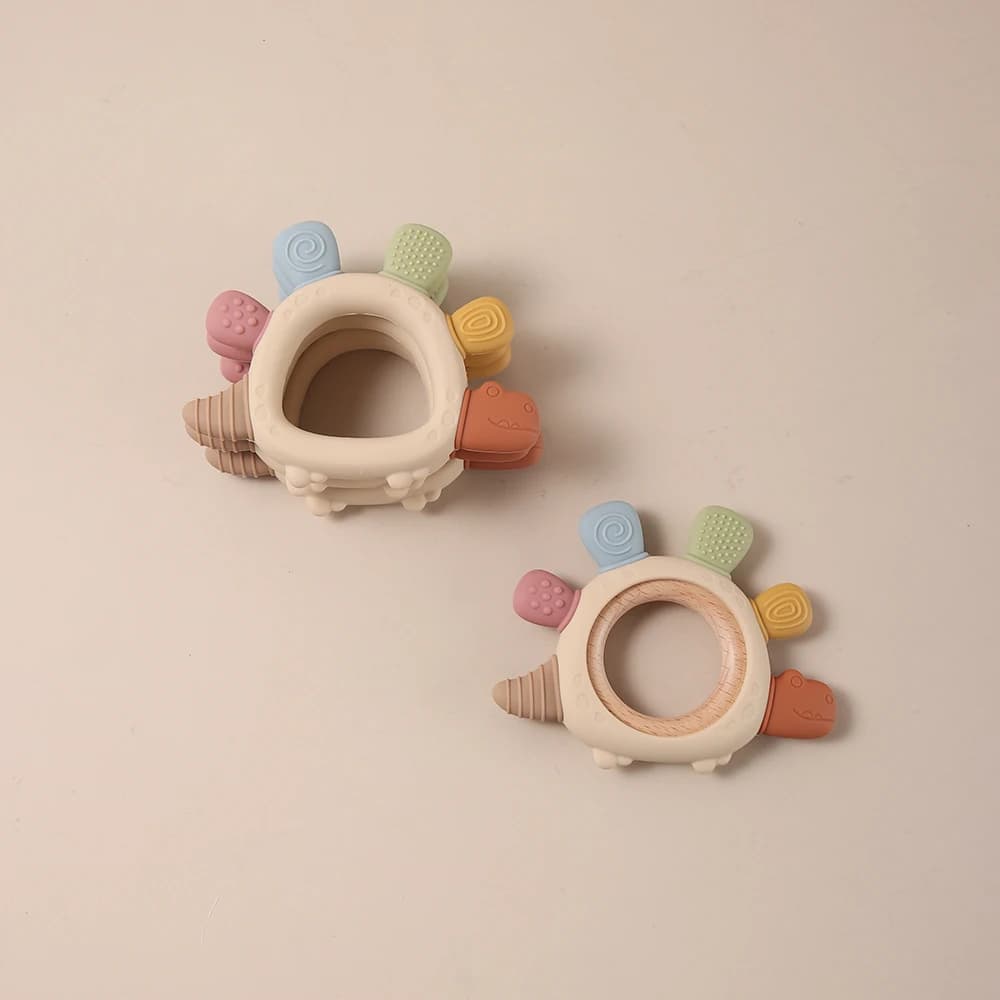Dinosaur Baby silicone bird teether Food Grade Safe Teether cute teeth pain Toy Teething gift oral care colorful pop