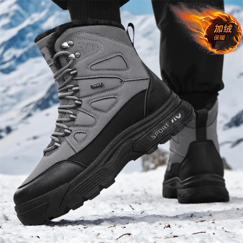 Winter Men's Boots 2025 New High Top Cotton Shoes Plush Warm Snow Boots Non-slip Hiking Boots for Men Winter High Top Sneakers