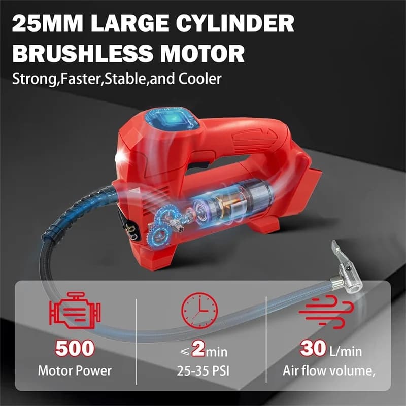 Pompa d'aria per gonfiaggio pneumatici senza fili per manometro del compressore d'aria con batteria agli ioni di litio Milwaukee 18V per auto, motocicli, biciclette