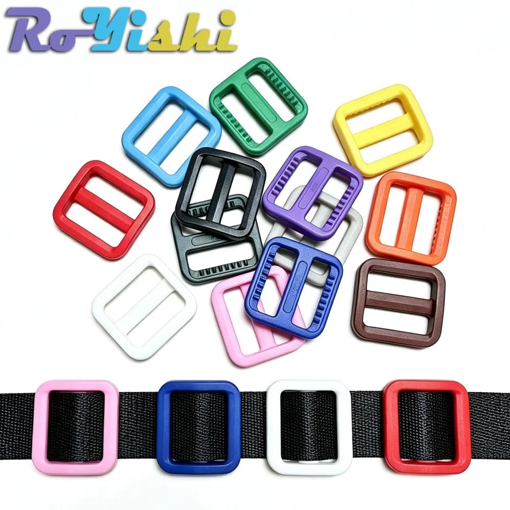 3/4"(20mm) Webbing Colorful Plastic Slider Tri Glide Adjust Buckles for Dog Collar Harness Backpack Straps