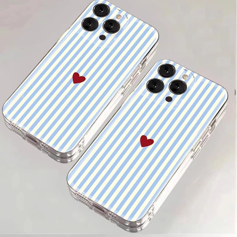 Cover per Xiaomi Redmi Note 14 Pro 13 12S 11 12 Pro Plus Redmi 14C 13C 12C, custodia morbida antiurto trasparente a righe pastello con cuore
