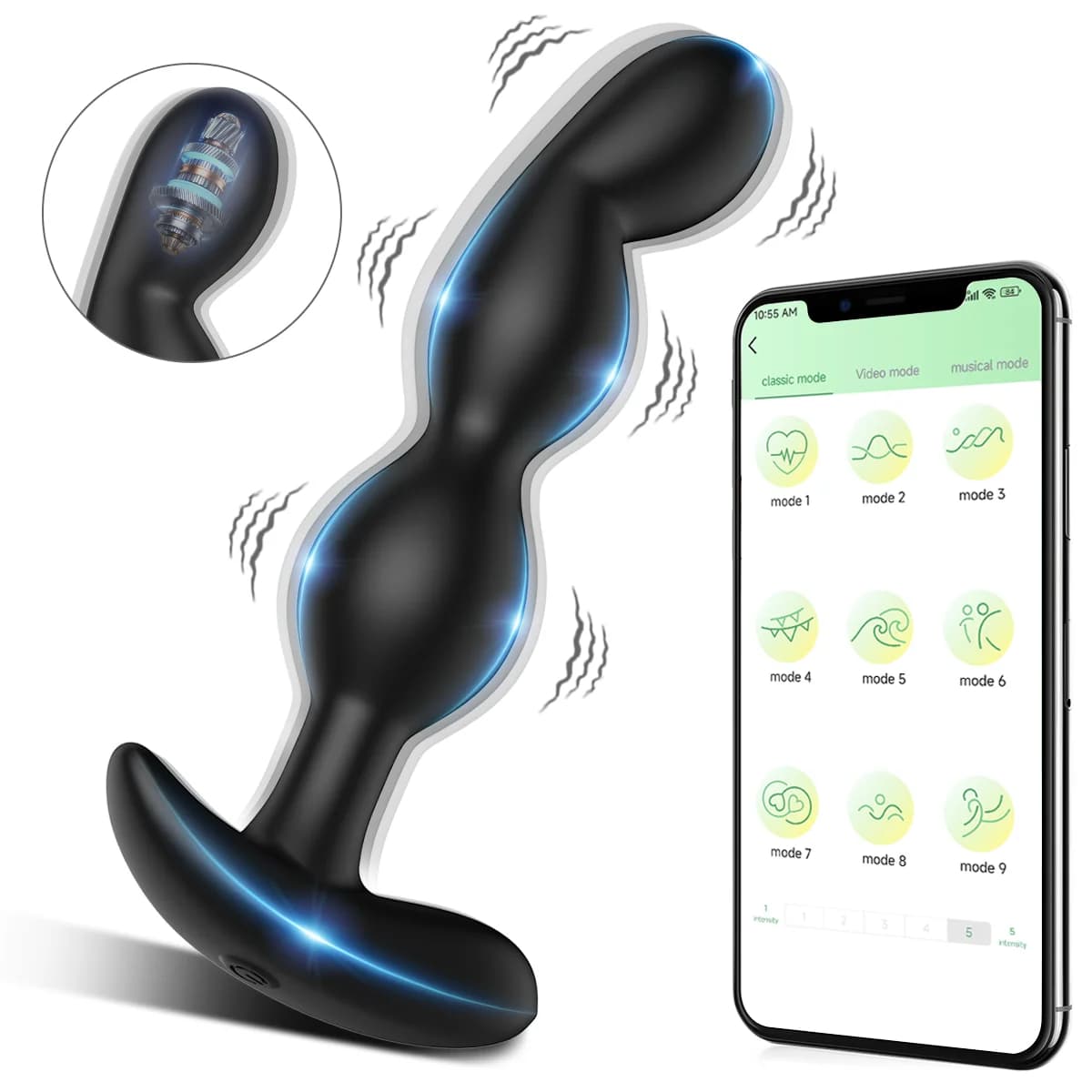 Vibratore Anale con Controllo APP, Massaggiatore Prostatico, Stimolatore Anale, Giocattoli Sessuali per Uomini, Donne e Gay