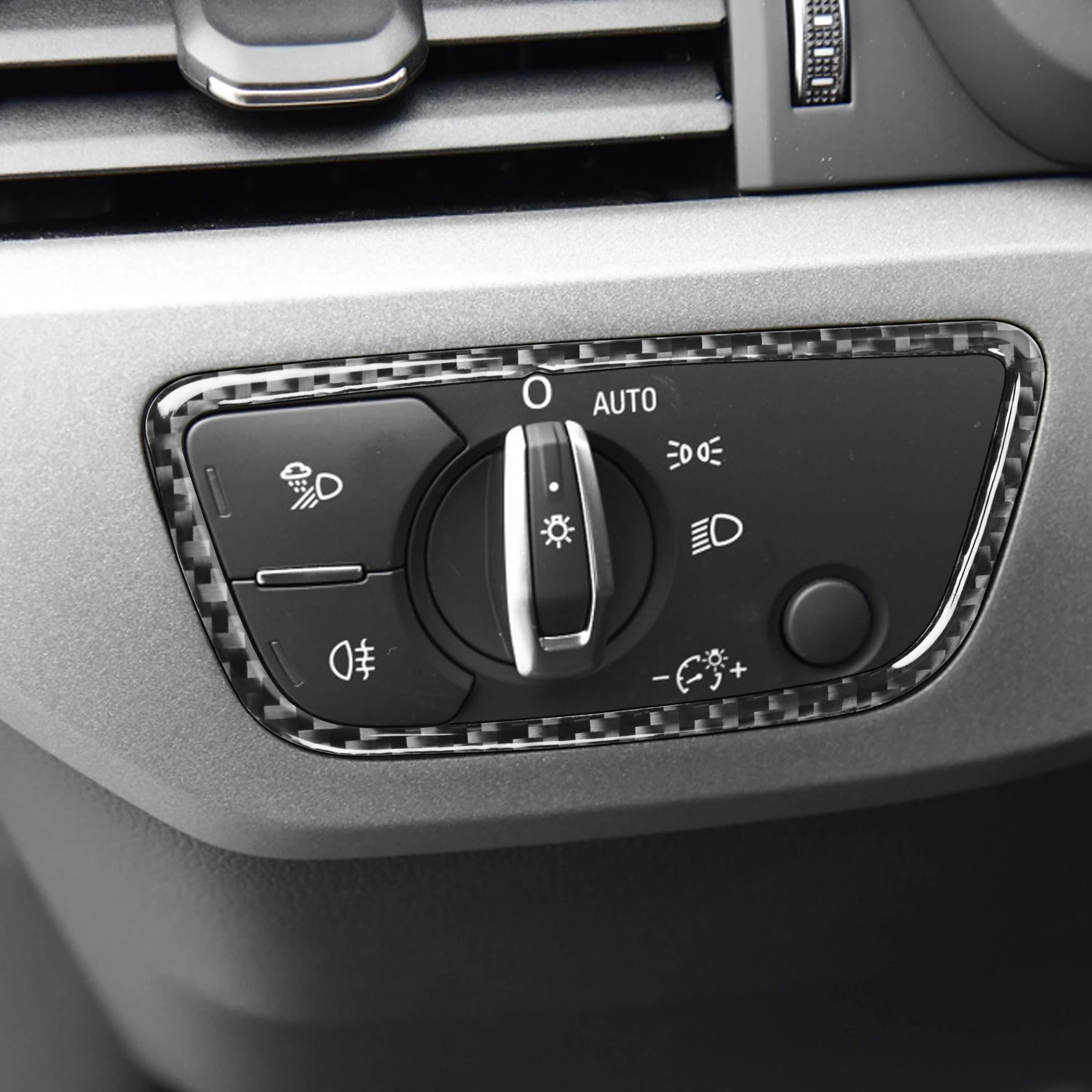 For Audi A4 A5 B9 2017-2024 Carbon Fiber Headlight Switch Control Panel Cover Frame Decorative Auto Accessories Interior Wall decal