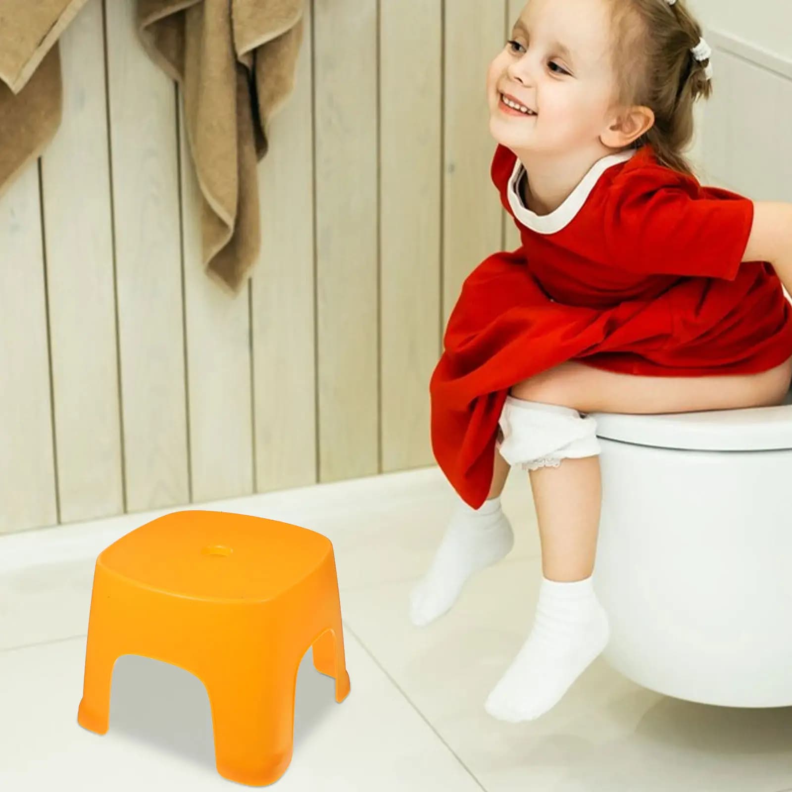 Sgabello per Bambini e Adulti, Poggiapiedi Antiscivolo in Plastica per Bagno e WC, Piccolo Sgabello per Bambini