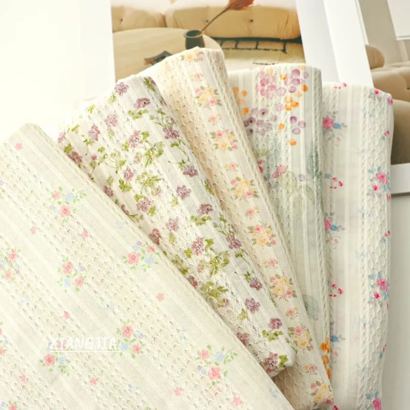 145x50cm Vintage Hollow Out Pure Cotton Fabric Jacquard Fresh Style for Baby Safe Curtain Shirt Dress Sewing Cloth