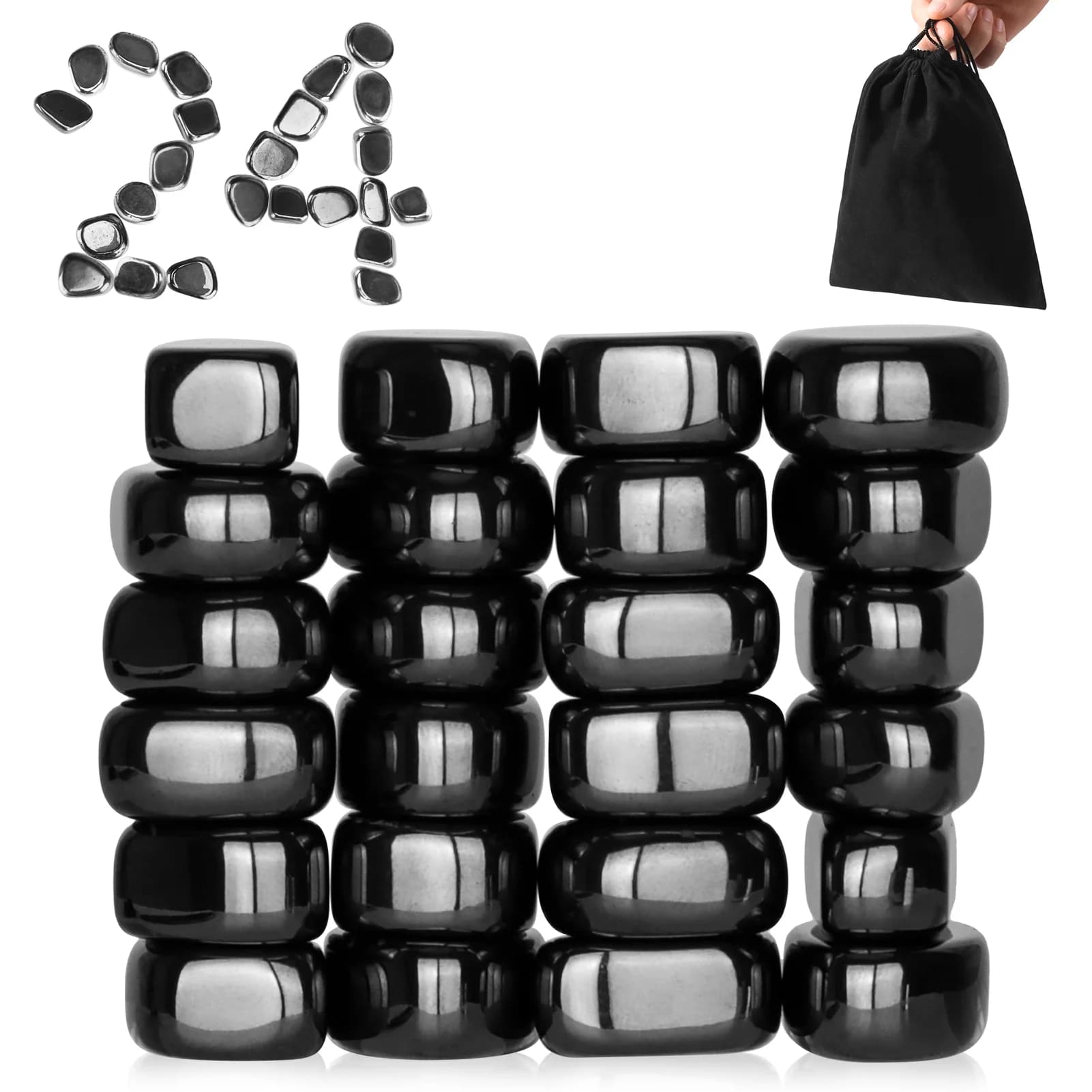 24 pezzi pietre magnetiche nere magneti per frigorifero armadietto cucina insegnante ricercatore set regalo kit scientifico gioco di scacchi scrivania antistress