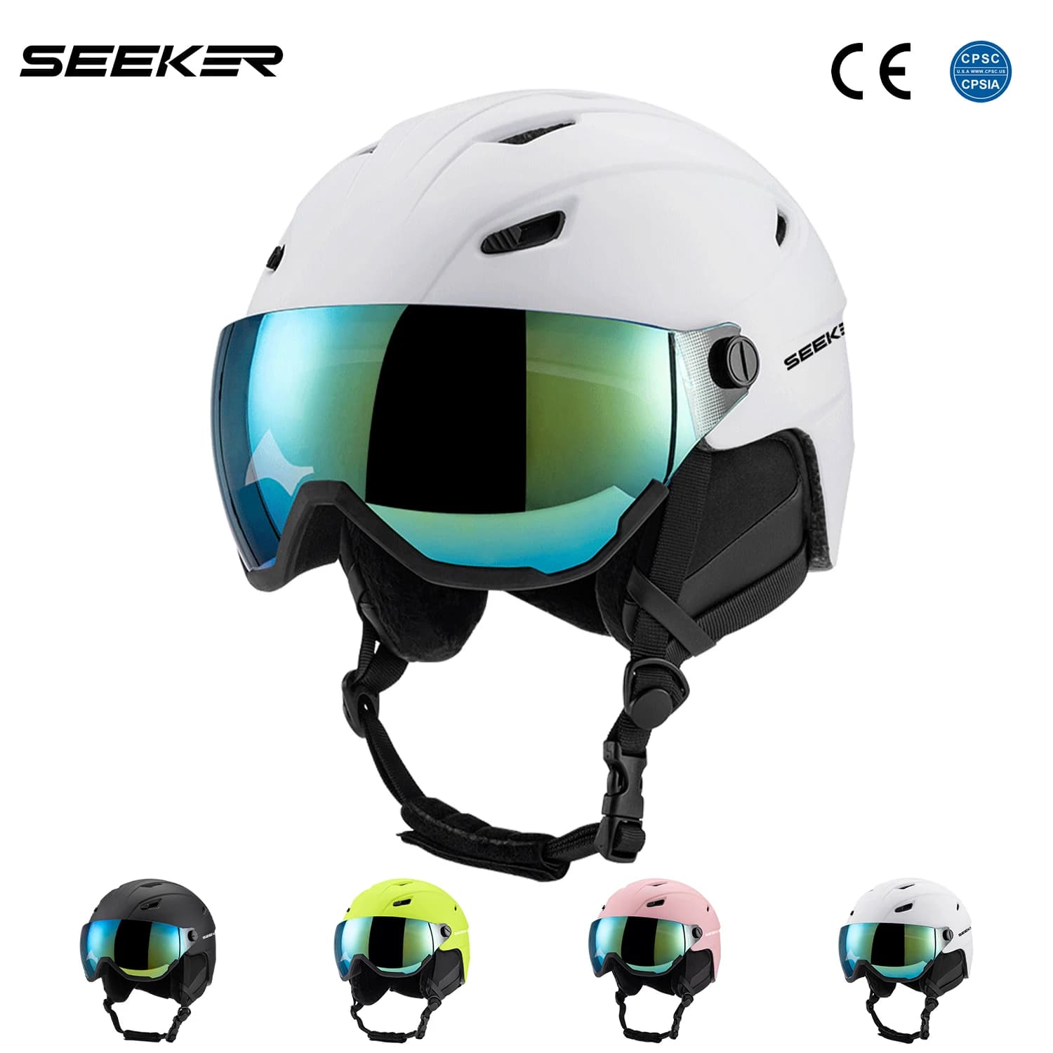 SEEKER ski helmet and snow goggles one-piece lightweight impact-resistant snowboard snowmobile skateboard outdoor sports helmet