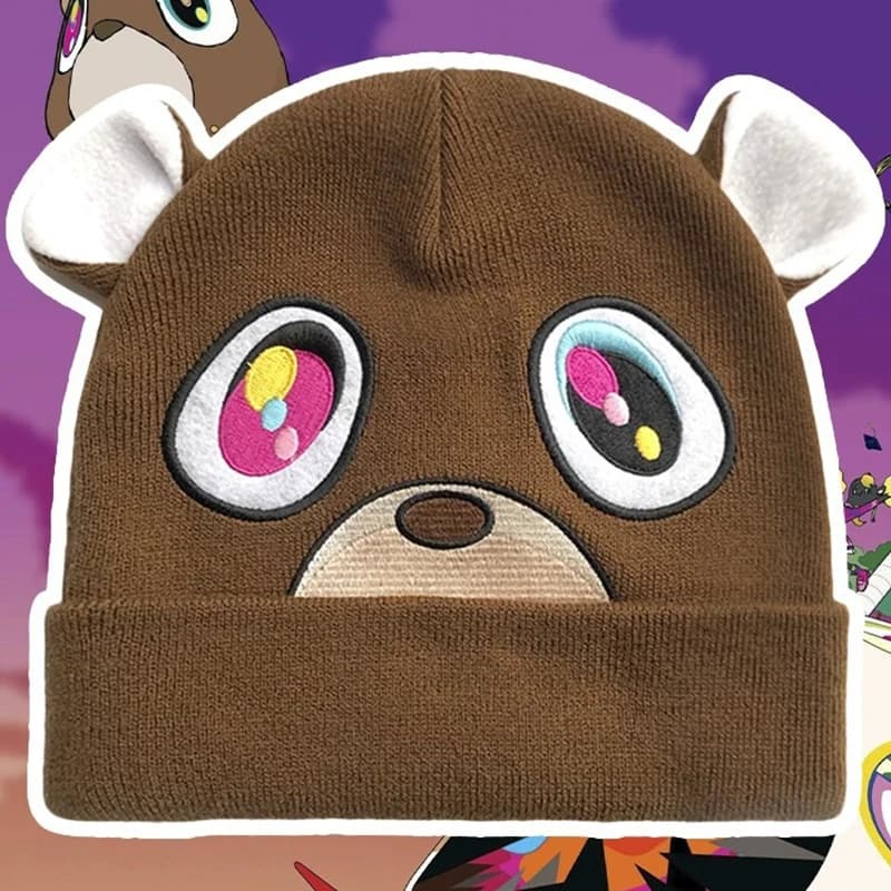 Nuovo Cappello di Lana Lavorato a Maglia alla Moda Coreana, Caldo per Autunno e Inverno, Berretto Marrone con Orsetto, Cappelli Antifreddo per Uomini e Donne Adulti