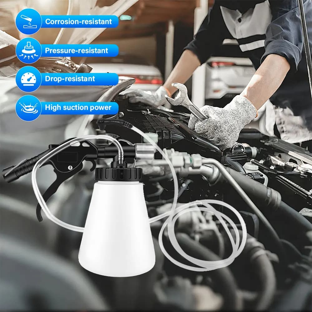 Kit di sfiato pneumatico per liquido freni 90-120 PSI con pompa a vuoto da 1L e adattatori per cambio olio freni auto, camion, moto