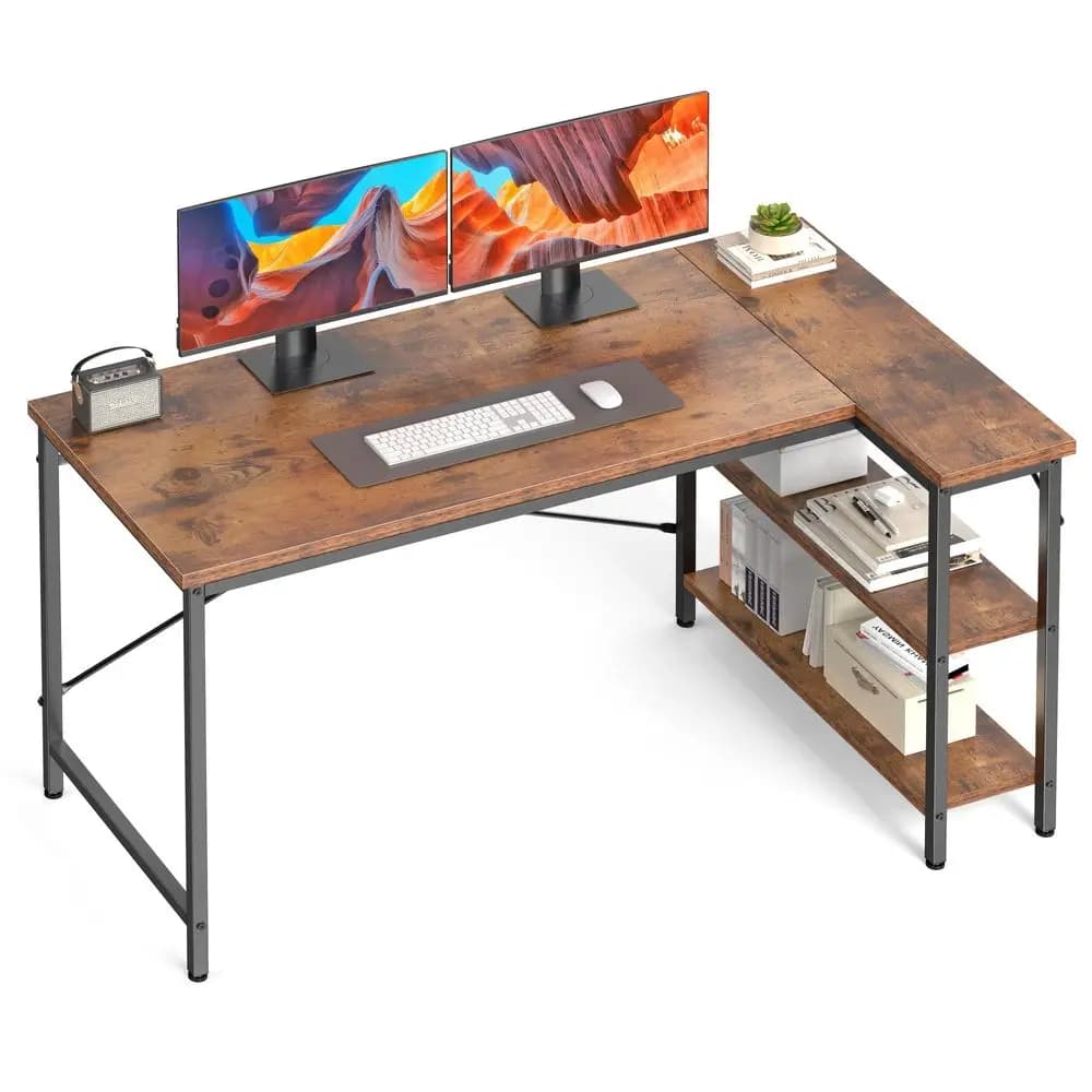 Scrivania a L da 47 Pollici, Tavolo per Computer e Gaming, Scrivania Angolare per Ufficio Domestico con Ripiani Reversibili per Scrittura