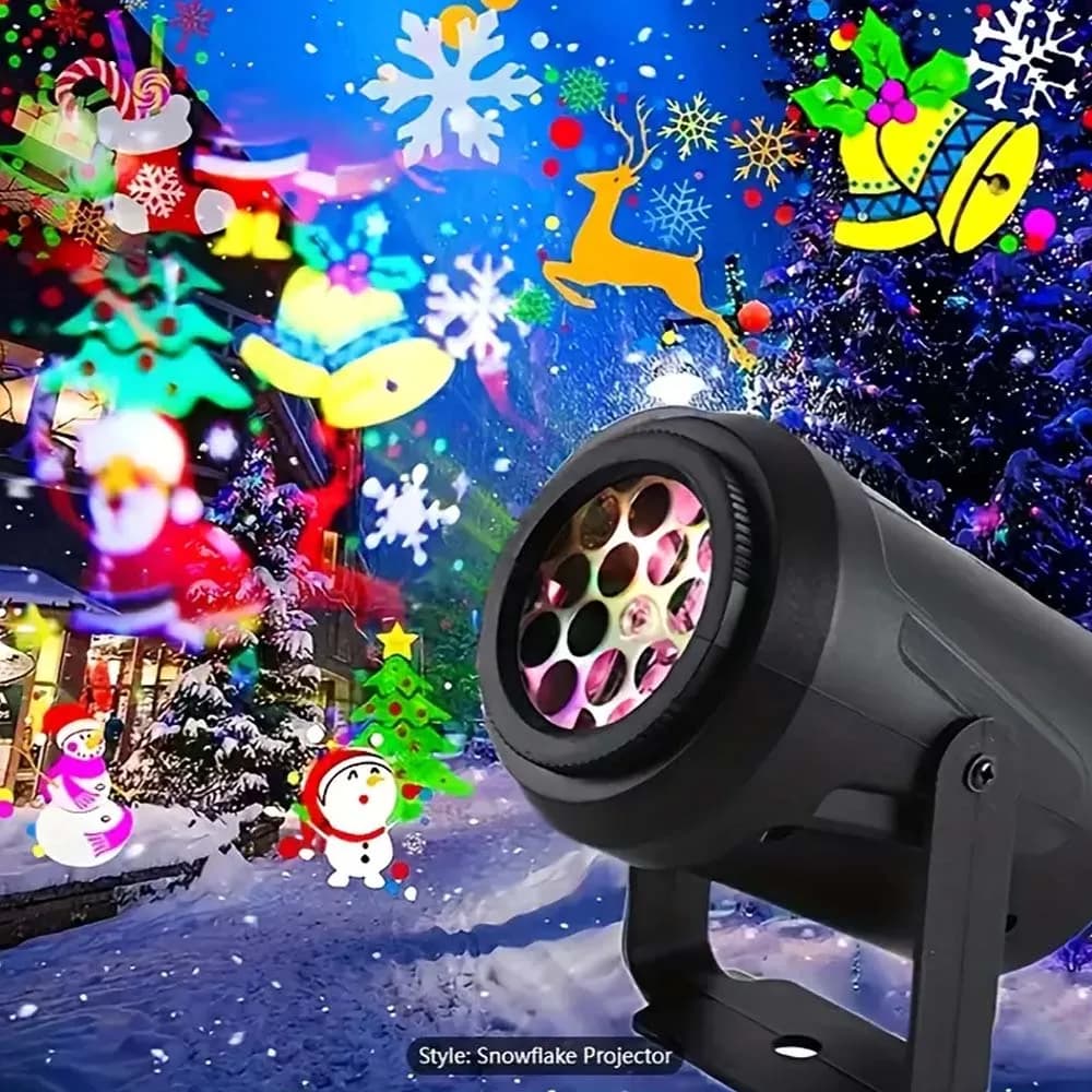 1pc Proiettore laser natalizio, 16 modelli rotanti Luci da palcoscenico a LED natalizie Natale 2026 Decorazione di Capodanno 2025