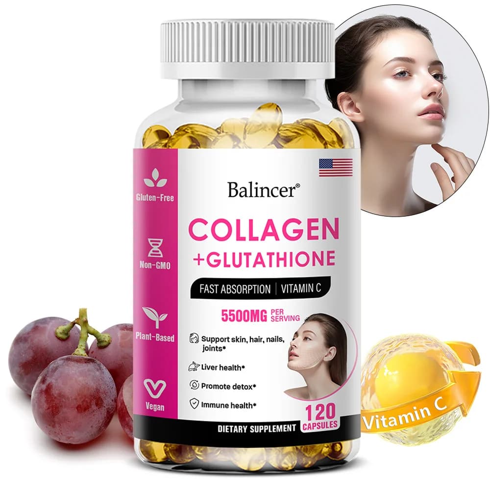 Capsule di collagene al glutatione, antiossidante, sbiancante per la pelle, nutre in profondità la pelle, i capelli e le unghie, favorisce l'anti-invecchiamento e la salute delle articolazioni