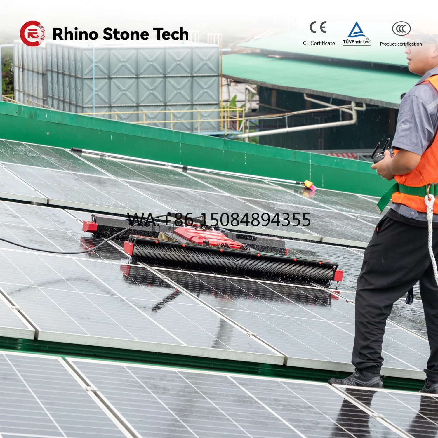 Advanced Solar Panel Cleaning Machine Lithium-Battery-Powered PV Solar Panel Remote Control Cleaning Robot for Solar Farm