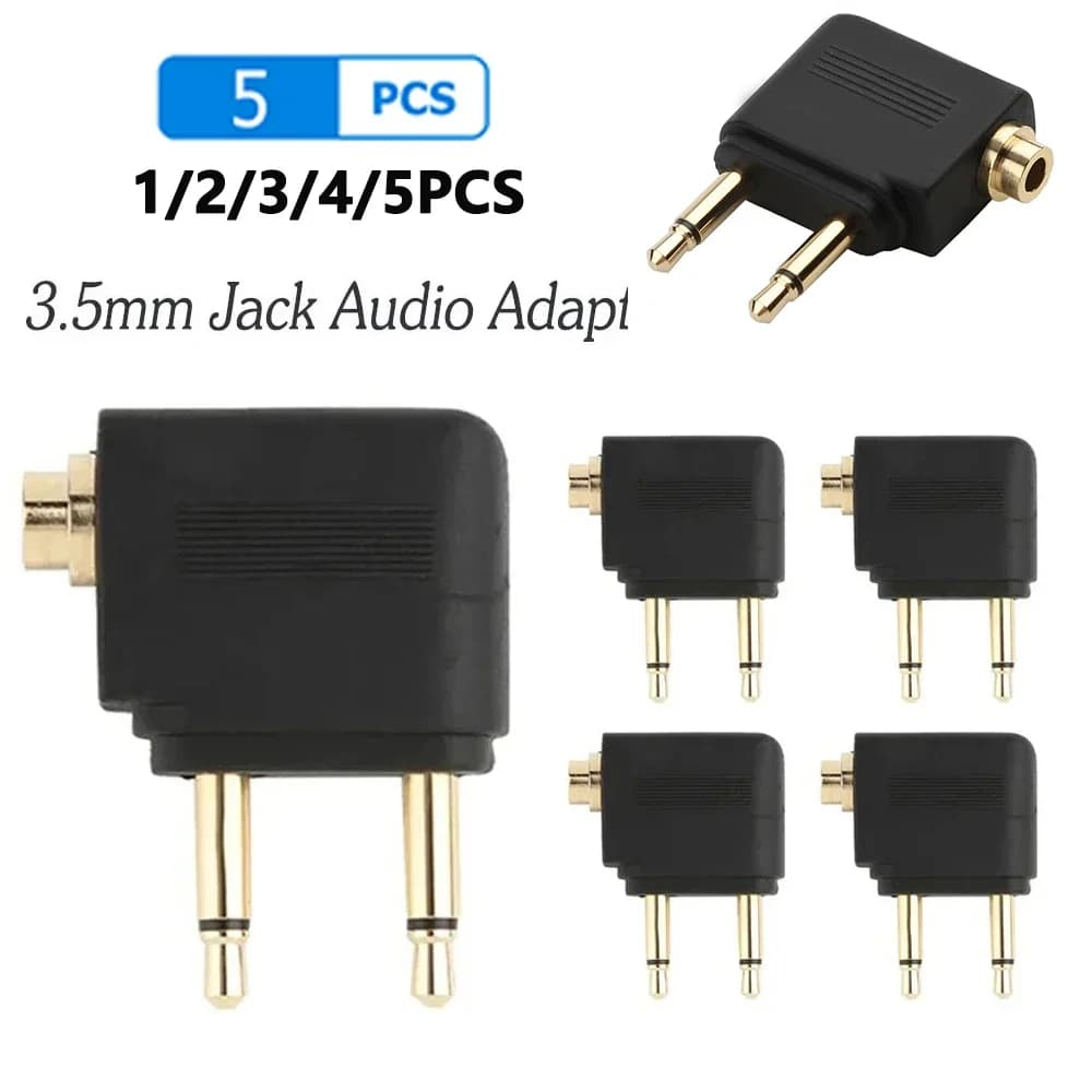 1-5 pz Doppio 3.5mm Spina Adattatore Martinetti Audio Convertitore Per Cuffie Adattatore Connettore Per Compagnia Aerea Aereo Da Viaggio Auricolare