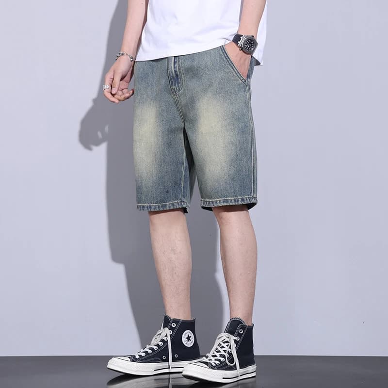 2025 Primavera/Estate Pantaloncini di jeans da uomo Versatili Casual Allentati Pantaloni coreani alla moda pantaloncini per uomo pantaloni streetwear
