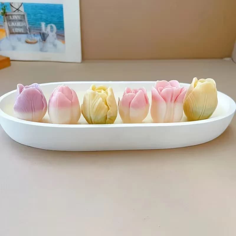 Stampi in Silicone 3D a Forma di Bocciolo di Tulipano per Candele Aromaterapiche, Sapone Fatto a Mano, Gesso, Resina, Cioccolato e Pasticceria