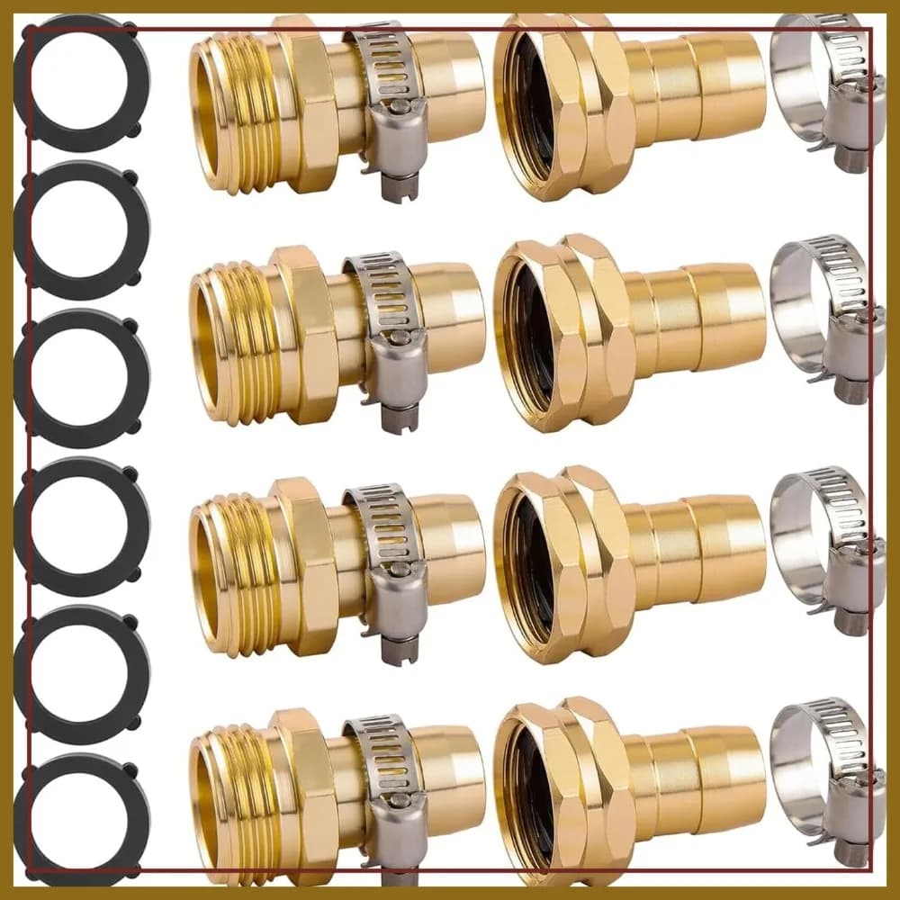 Set di 4 connettori per riparazione tubi da giardino con morsetti, adatti per tubi da 3/4" o 5/8", adattatore 5/8" Barb x 3/4" GHT, kit di riparazione per tubi dell'acqua