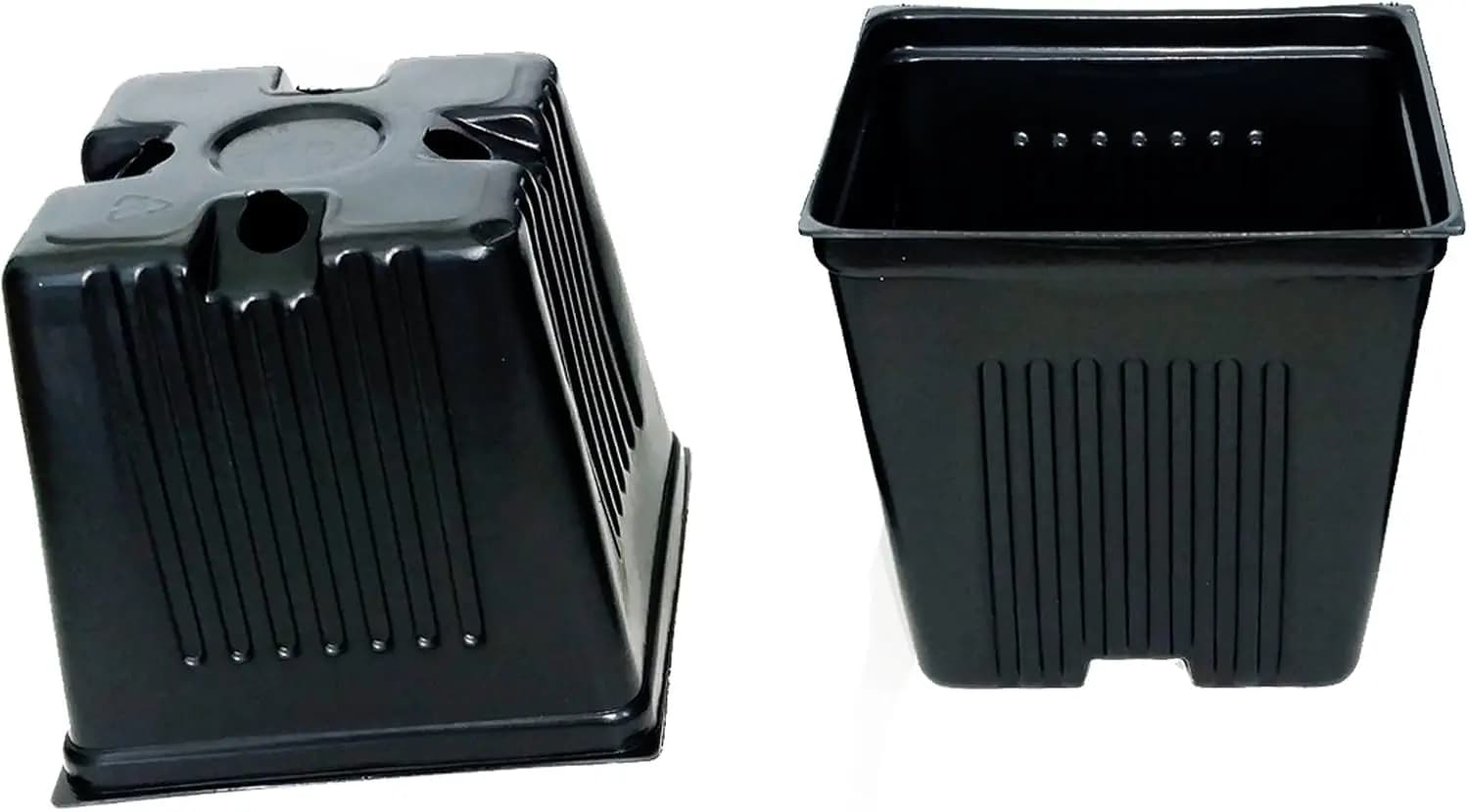 Square Vases in Plastic Durapot, 4 Inches - Pack of 150 - For Flowers, Seeds, Strawberries and Aromatic Herbs