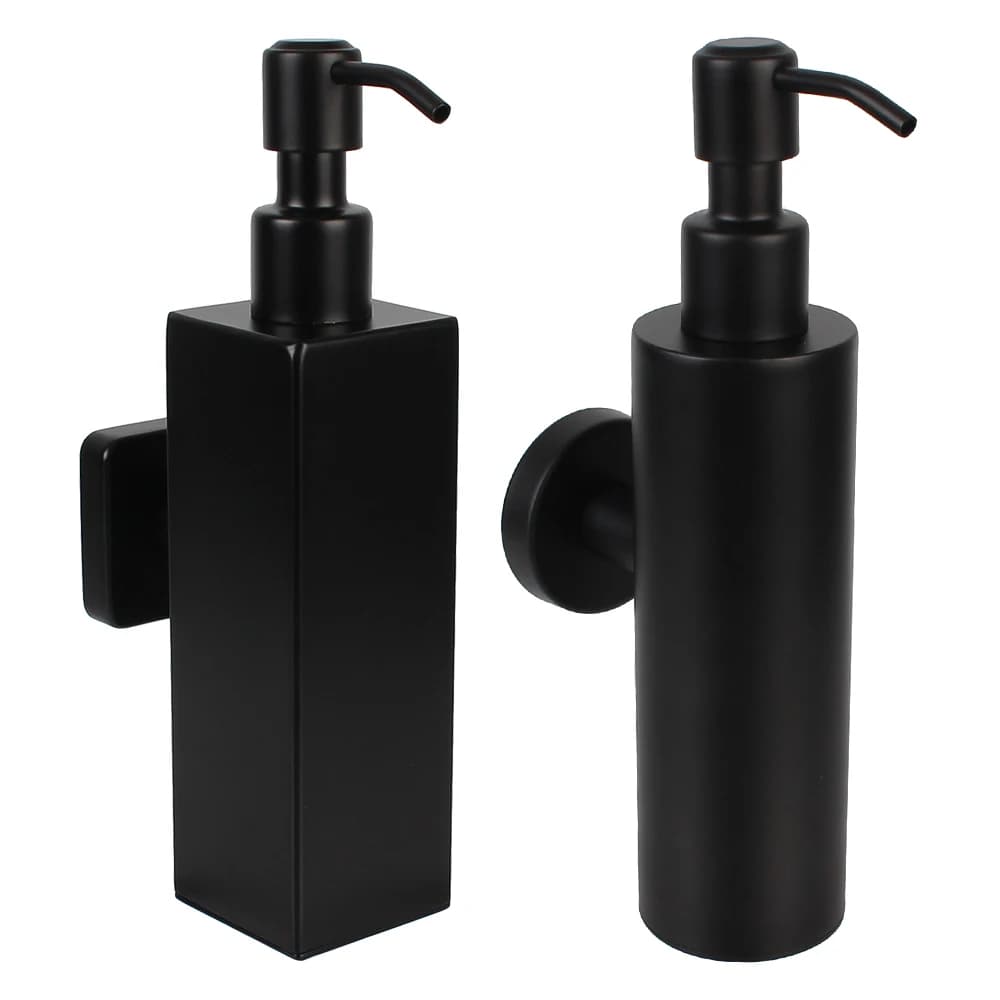 Dispenser per sapone e lozione a parete Dispenser per shampoo a torre nera in acciaio inossidabile Bottiglia con pompa Accessori per il bagno
