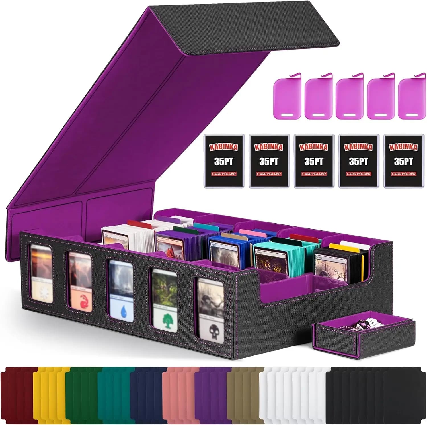Card holder box 5 parts with removable cover, Contains over 3900 cards for MTG TCG Sport, Includes Dividers and Accessories