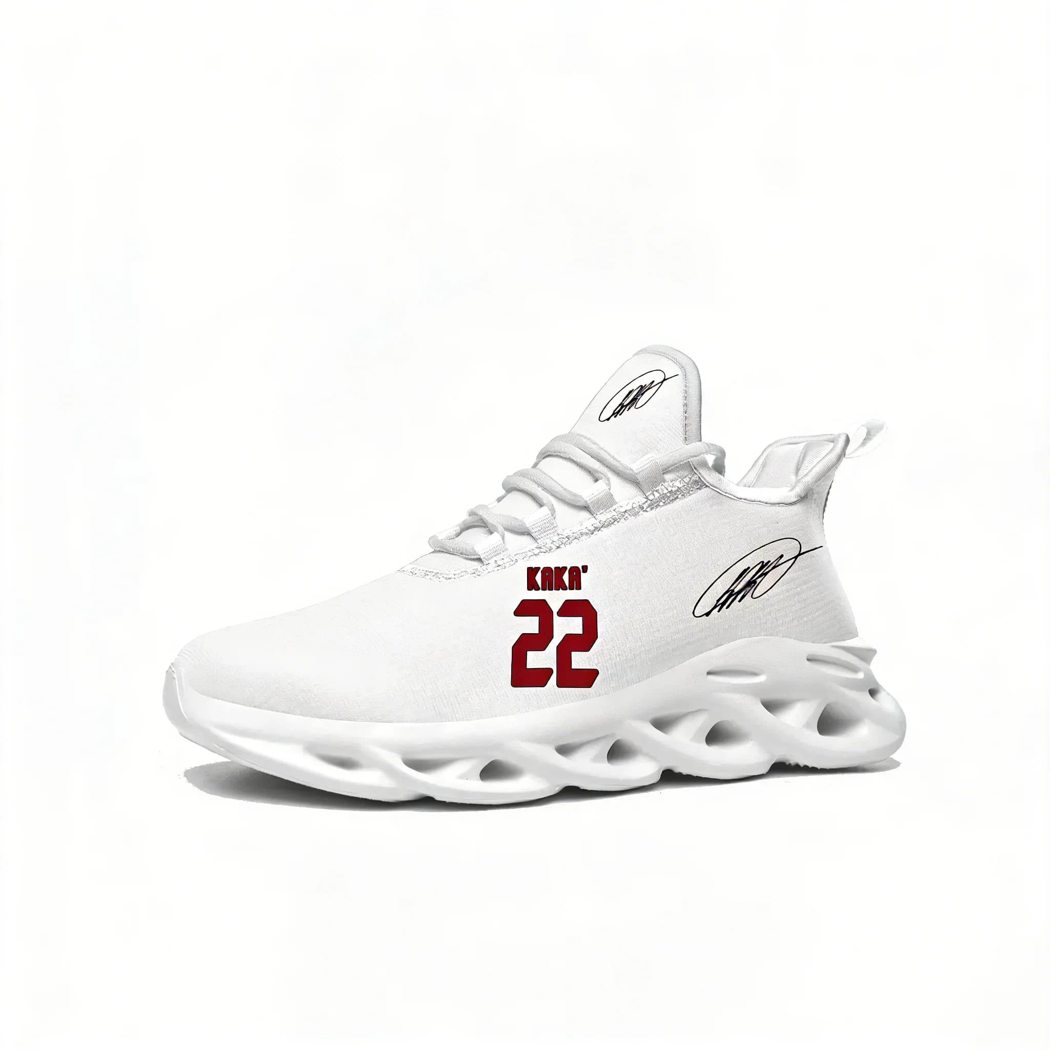 Scarpe da Ginnastica Kaka N.22, Sneakers da Corsa per Uomo e Donna, Calzature in Rete con Lacci, Modello Personalizzato Bianco