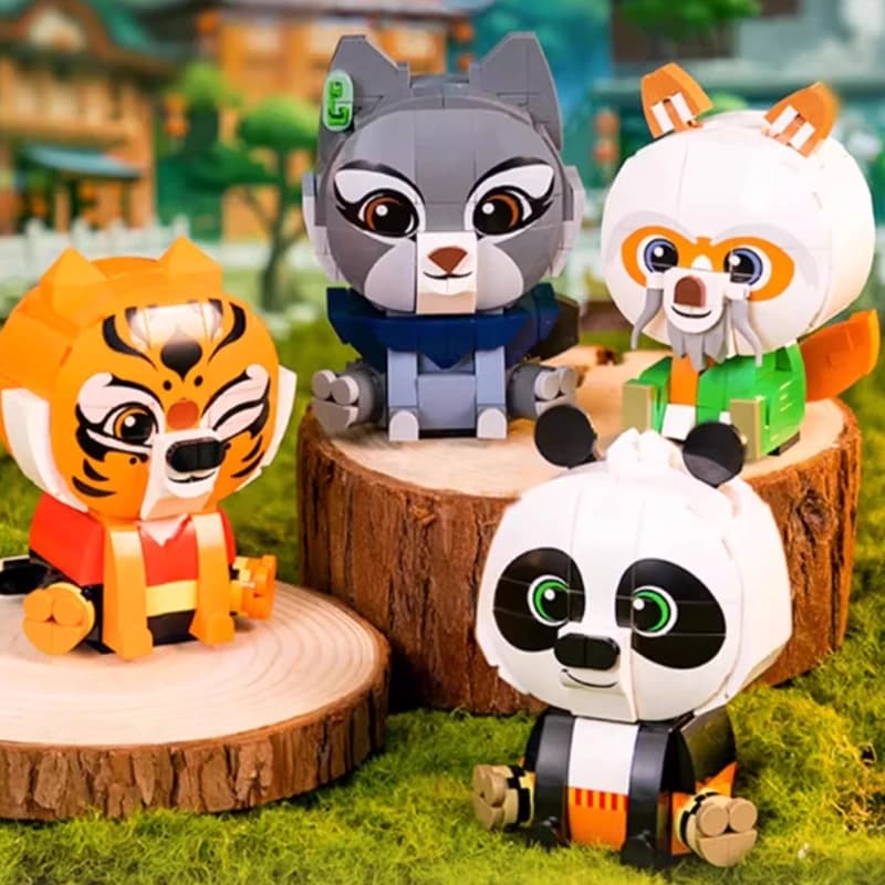 Pantasy Building Blocks Movie Kung Fu Panda Sit-down Figure Po Tigress Square Head Building Model Ornaments Toy Gift