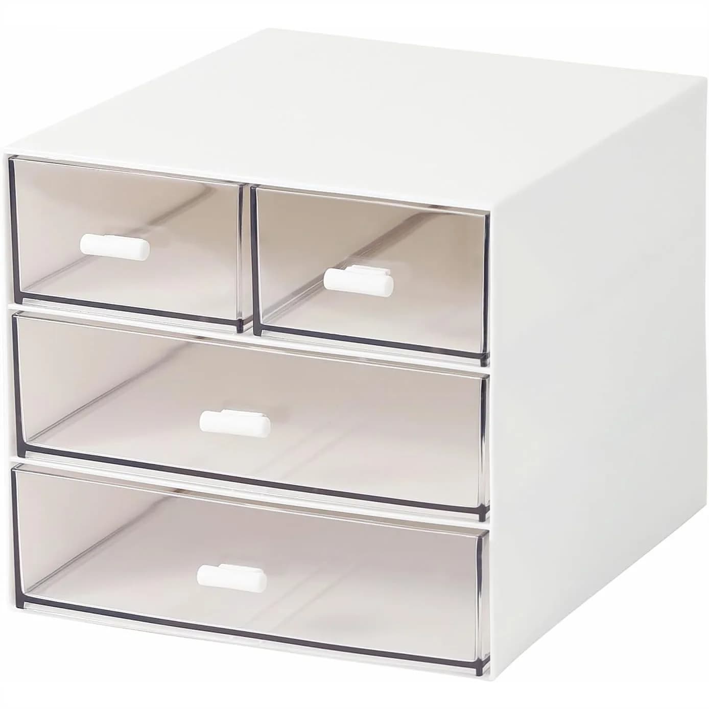 Organizzatore per Trucchi con 4 Cassetti, Organizer da Scrivania per Cosmetici, Smalti, Rossetti, Pennelli, Gioielli, Prodotti per la Cura della Pelle, Bagno