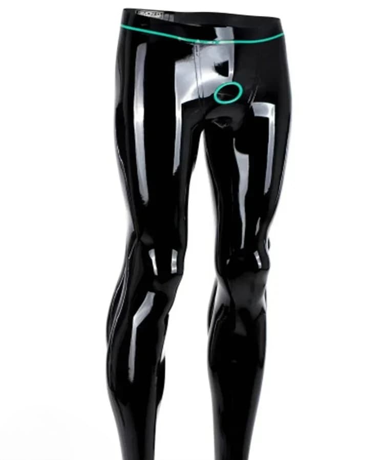 Men's Custom Leggings Leather Latex Pants Fetish Rubber Pants Handmade Club Wear Cosplay
