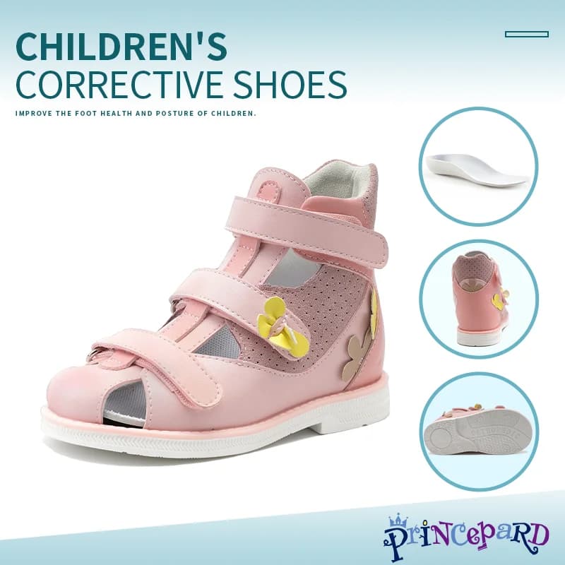 Sandali estivi per ragazze con fiore Princepard Scarpe ortopediche per bambini Supporto per caviglia Punta correttiva Piedi da club per passeggiate
