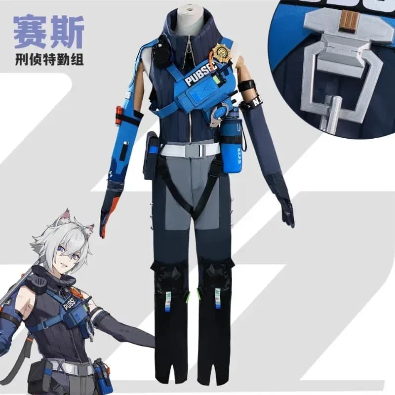 Game Anime Zenless Zone Zero Seth Lowell Costume Cosplay Investigation Criminal Team Uniform Wig Coda Man Carnival Day Suit5;c