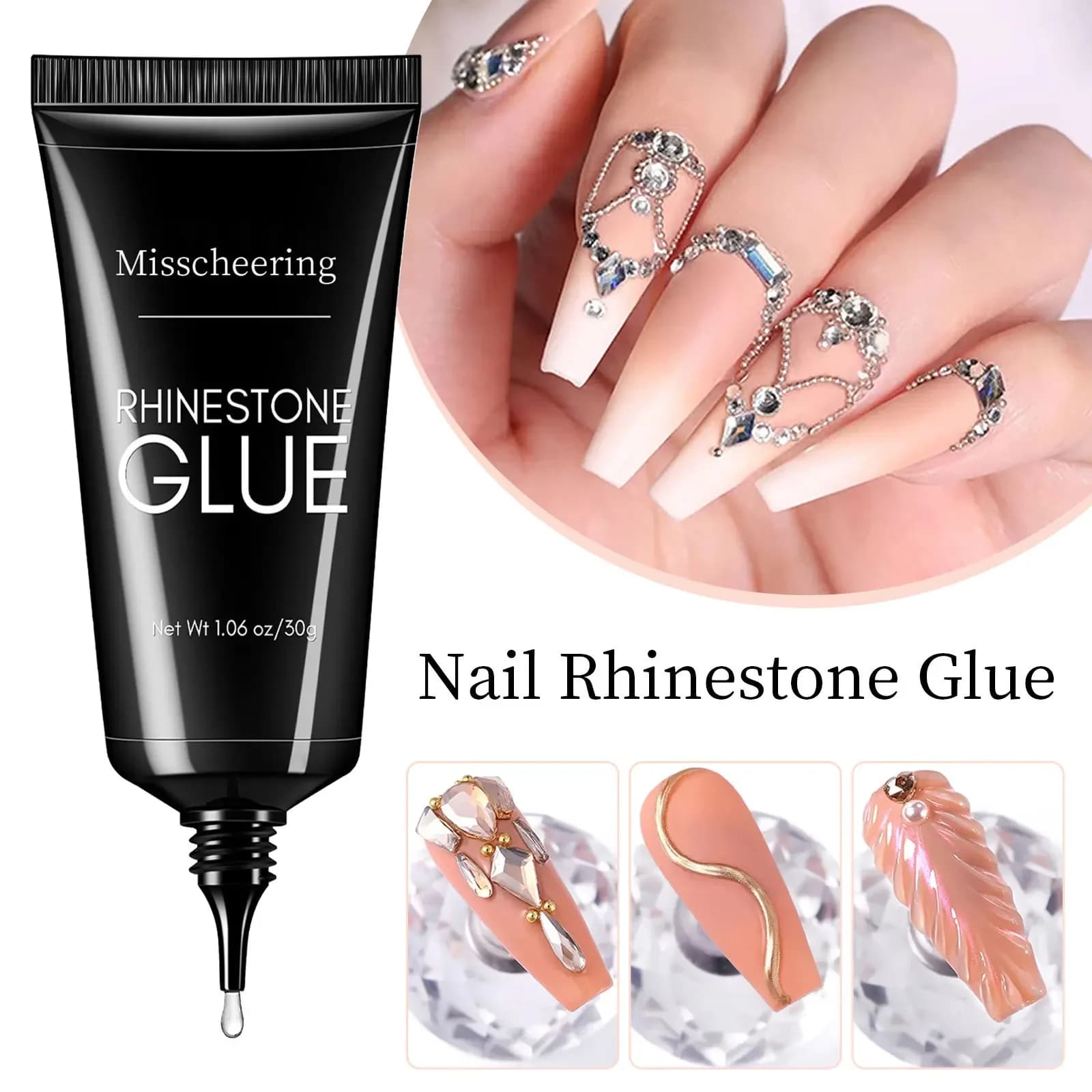 Gel colla per strass per unghie per la decorazione delle unghie 30ml Gel adesivo super forte Cristalli per unghie 3D fai da te Gemma Gioielli Glitter