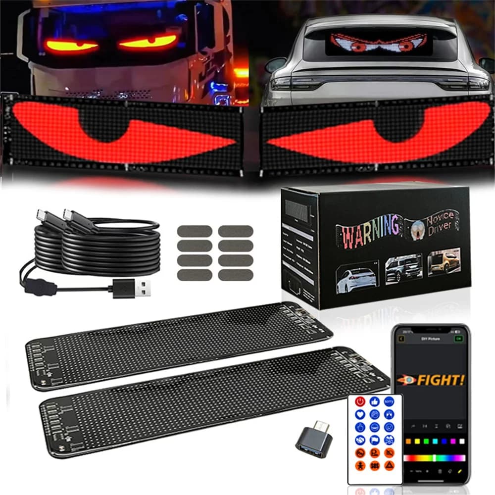 Nuovo 1-2PCS Devil's Eye HA CONDOTTO LA Luce Dello Schermo USB Plug-in FAI DA TE App di Controllo RGB LED Auto Matrix Pannello Display Flessibile per Parabrezza Auto